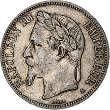 Francja, Napoleon III, 5 Francs, 1870, Paris, Srebro, VF(30-35), Gadoury:739