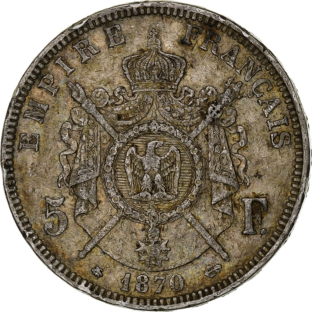 Frankrijk, Napoleon III, 5 Francs, 1870, Paris, Zilver, FR+, Gadoury:739