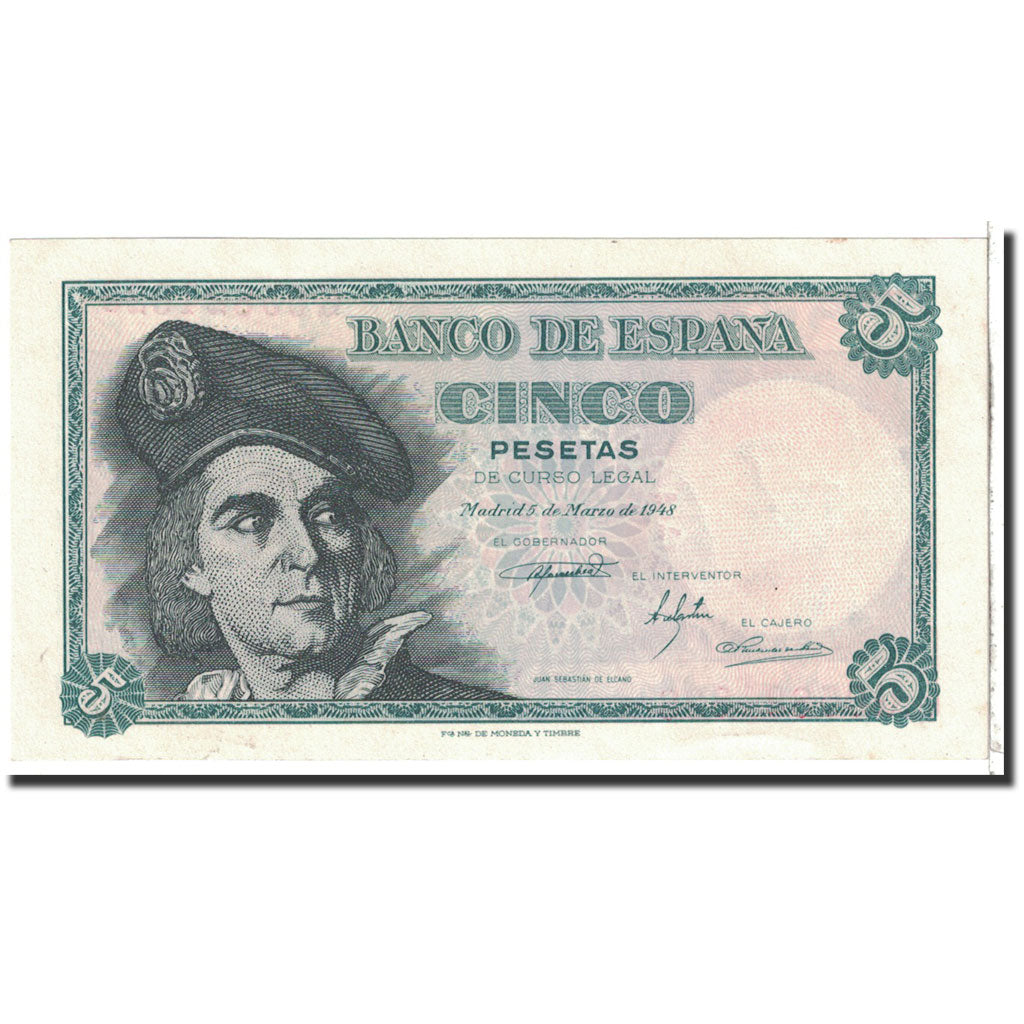 Billete, 5 Pesetas, 1948, España, KM:136a, 1948-03-05, UNC