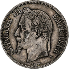 France, Napoleon III, 5 Francs, 1870, Paris, Silver, VF(30-35), Gadoury:739