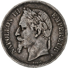 Frankrijk, Napoleon III, 5 Francs, 1870, Paris, Zilver, FR+, Gadoury:739
