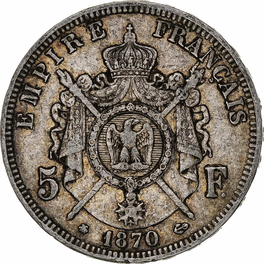 Frankrijk, Napoleon III, 5 Francs, 1870, Paris, Zilver, FR+, Gadoury:739