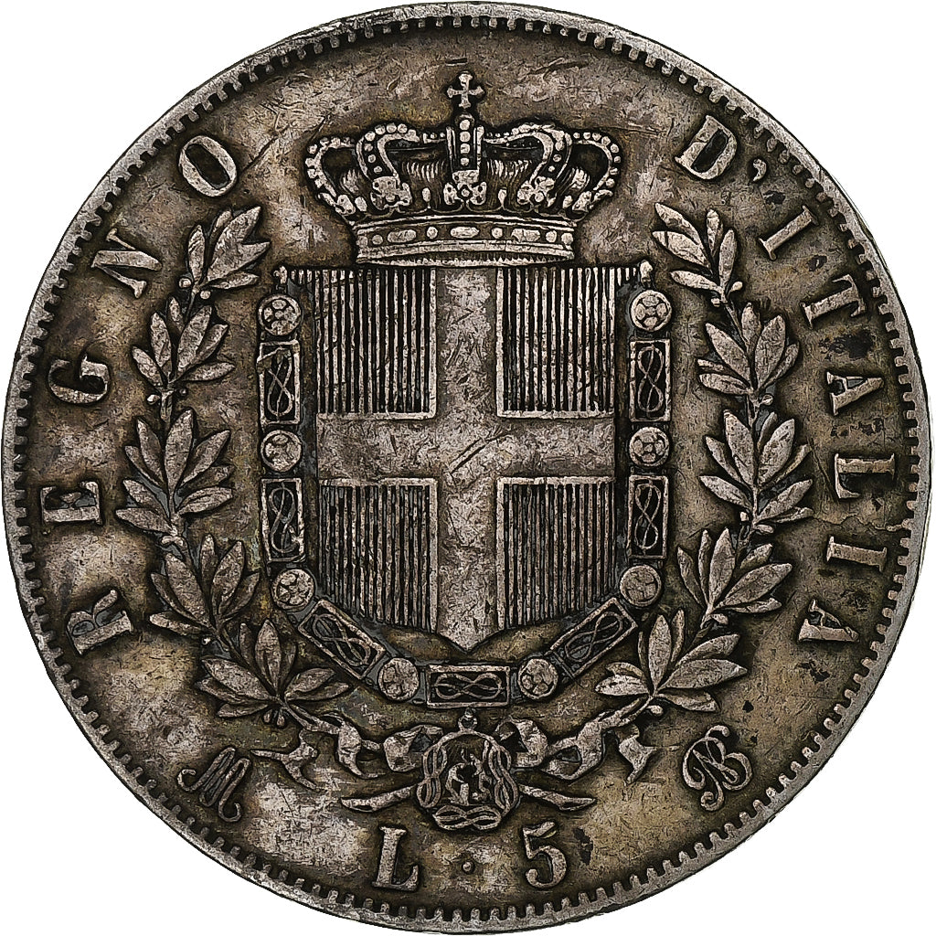 Italia, Vittorio Emanuele II, 5 Lire, 1871, Milan, Argento, MB, KM:8.3