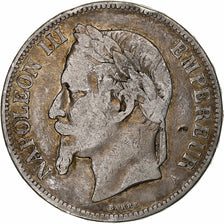França, Napoleon III, 5 Francs, 1870, Paris, Prata, VF(20-25), Gadoury:739