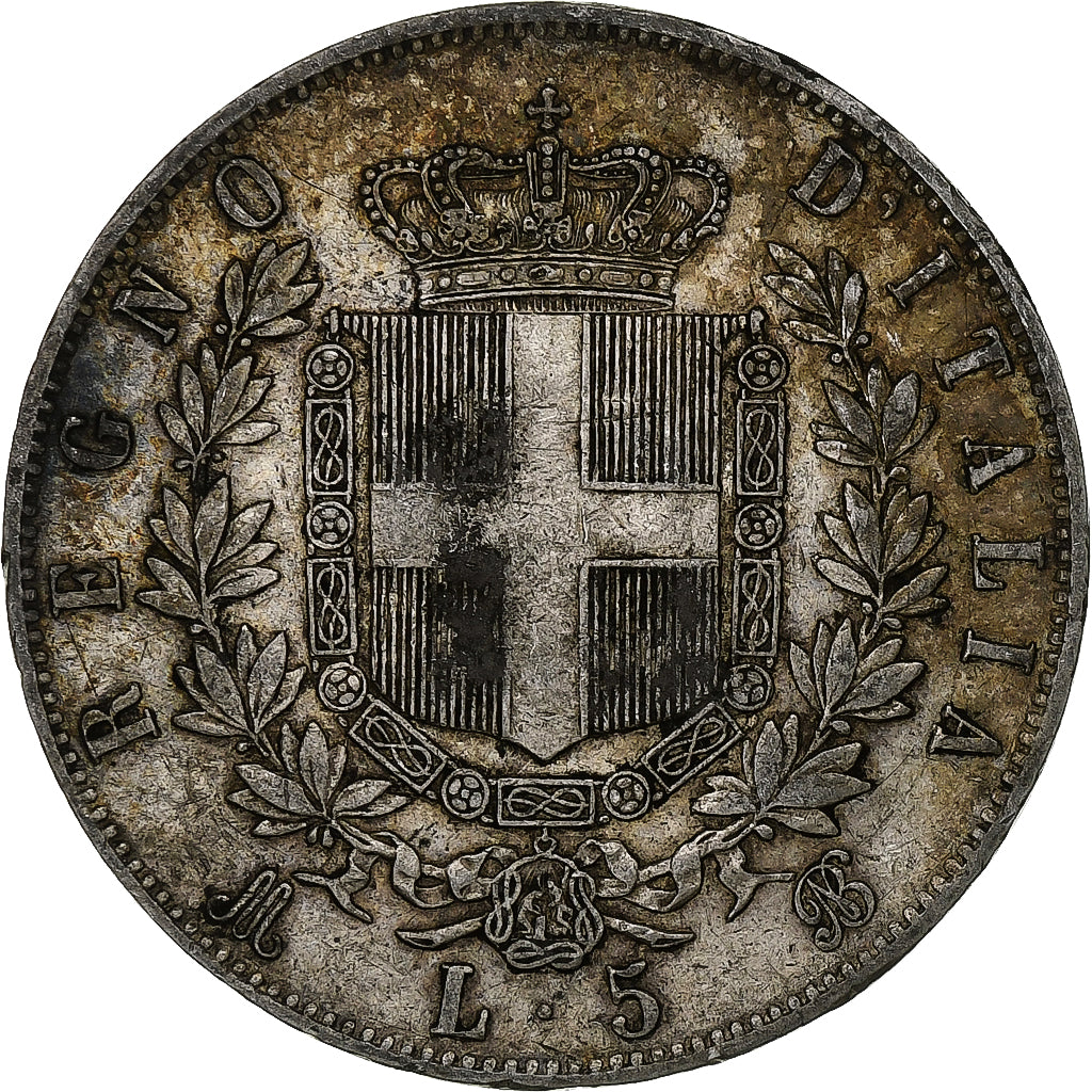 Italie, Vittorio Emanuele II, 5 Lire, 1869, Milan, Argent, TB, KM:8.3