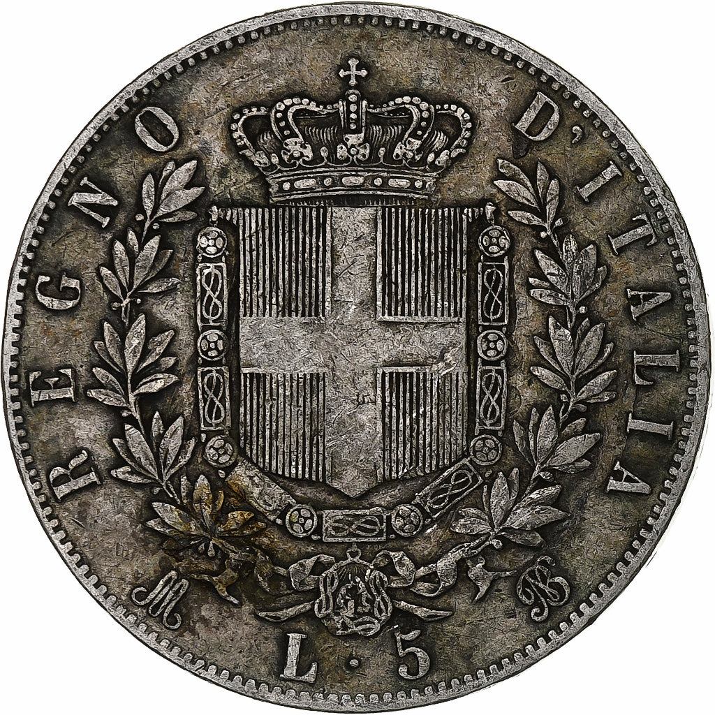 Italie, Vittorio Emanuele II, 5 Lire, 1869, Milan, Argent, TB, KM:8.3