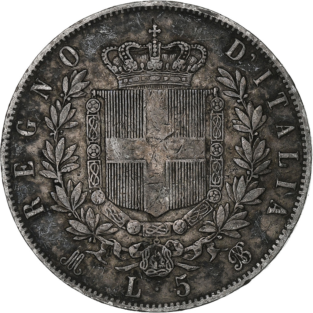 Italie, Vittorio Emanuele II, 5 Lire, 1869, Milan, Argent, TB, KM:8.3