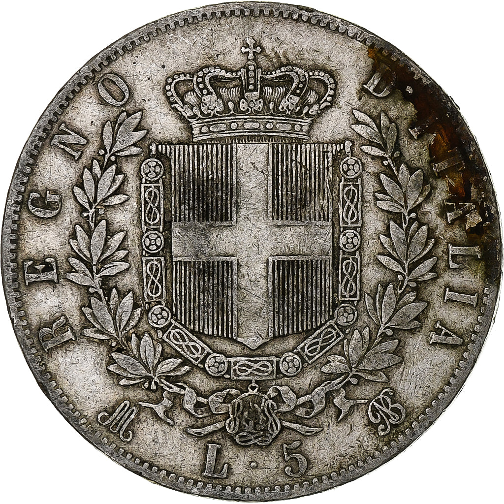 Italy, Vittorio Emanuele II, 5 Lire, 1869, Milan, Silver, VF(20-25), KM:8.3