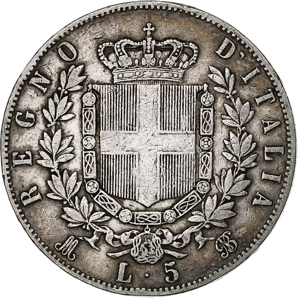 Italie, Vittorio Emanuele II, 5 Lire, 1870, Milan, Argent, TB, KM:8.3