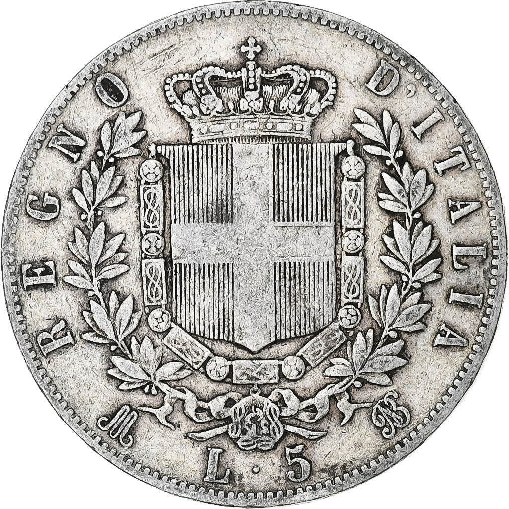 Italie, Vittorio Emanuele II, 5 Lire, 1870, Milan, Argent, TB, KM:8.3