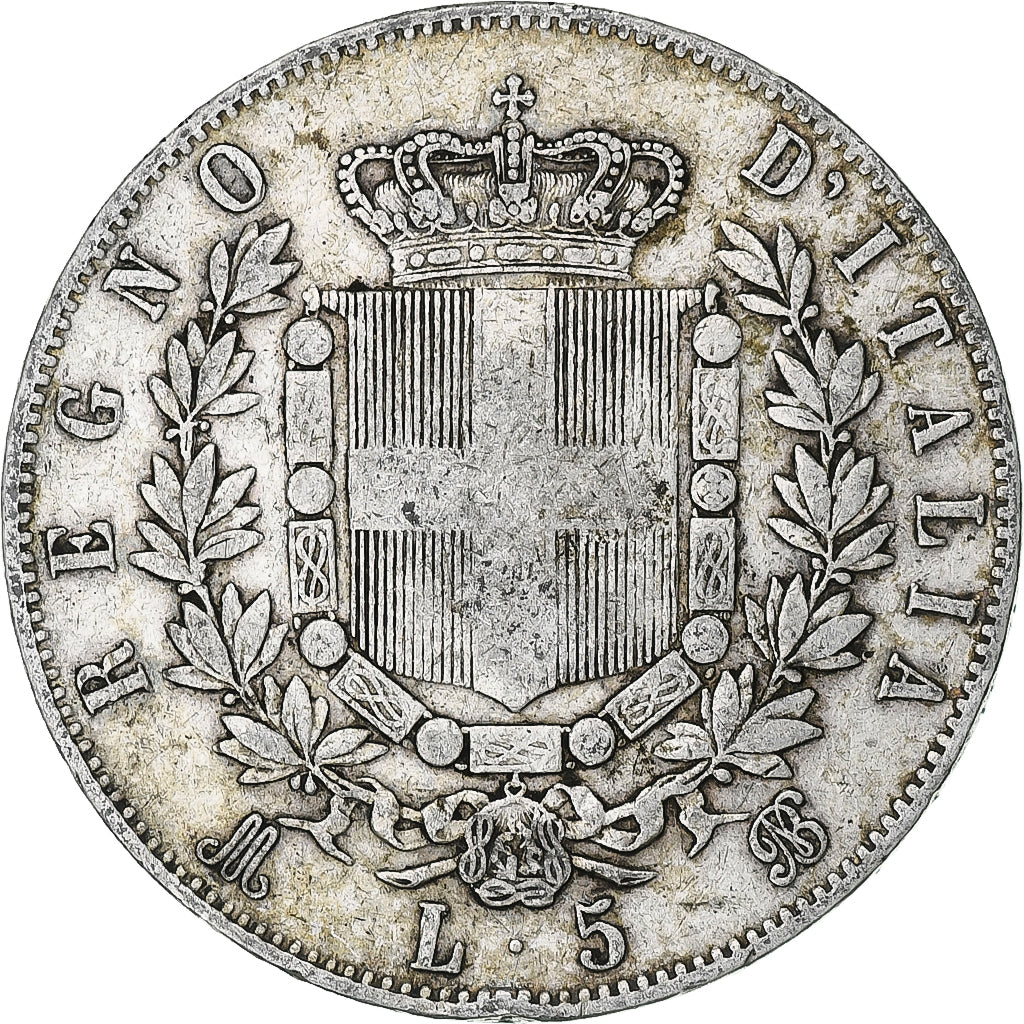 Italie, Vittorio Emanuele II, 5 Lire, 1870, Milan, Argent, TB, KM:8.3