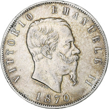 Italie, Vittorio Emanuele II, 5 Lire, 1870, Milan, Argent, TB+, KM:8.3