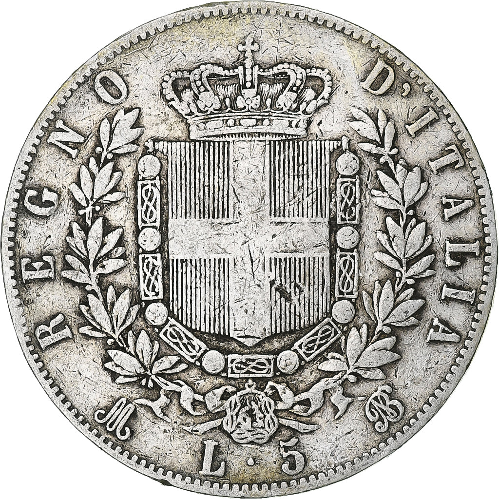 Italia, Vittorio Emanuele II, 5 Lire, 1871, Milan, Argento, MB, KM:8.3