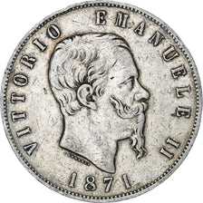 Italia, Vittorio Emanuele II, 5 Lire, 1871, Milan, Argento, MB, KM:8.3