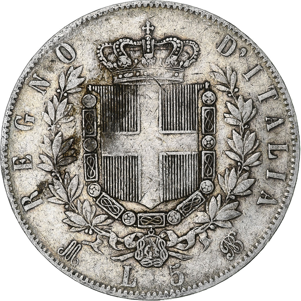 Italia, Vittorio Emanuele II, 5 Lire, 1871, Milan, Argento, MB, KM:8.3