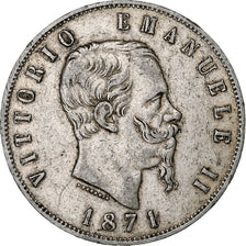 Italie, Vittorio Emanuele II, 5 Lire, 1871, Milan, Argent, TB+, KM:8.3