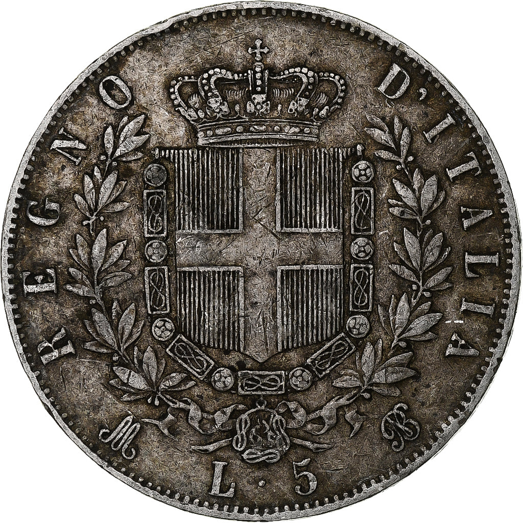 Italie, Vittorio Emanuele II, 5 Lire, 1872, Milan, Argent, TB, KM:8.3