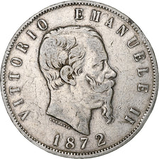 Italy, Vittorio Emanuele II, 5 Lire, 1872, Milan, Silver, VF(20-25), KM:8.3