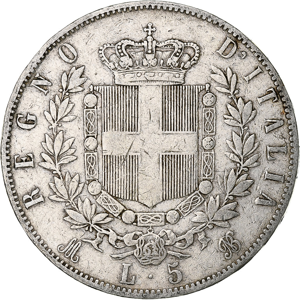 Italy, Vittorio Emanuele II, 5 Lire, 1872, Milan, Silver, VF(20-25), KM:8.3