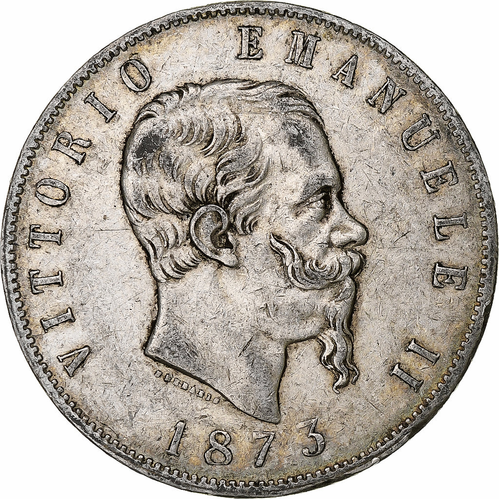 Italy, Vittorio Emanuele II, 5 Lire, 1873, Milan, Silver, VF(20-25), KM:8.3