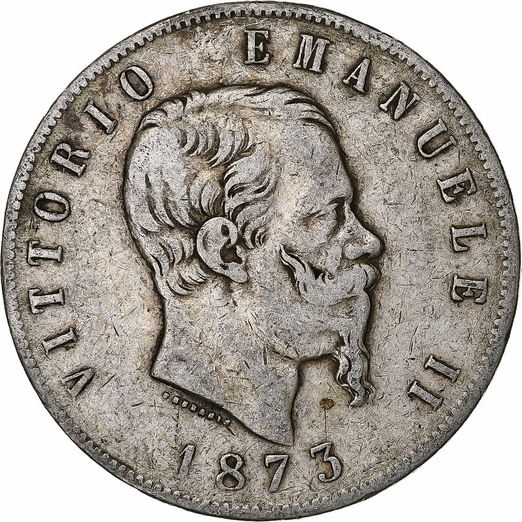 Italy, Vittorio Emanuele II, 5 Lire, 1873, Milan, Silver, VF(20-25), KM:8.3