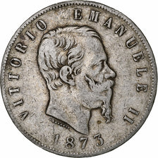 Italy, Vittorio Emanuele II, 5 Lire, 1873, Milan, Silver, VF(20-25), KM:8.3