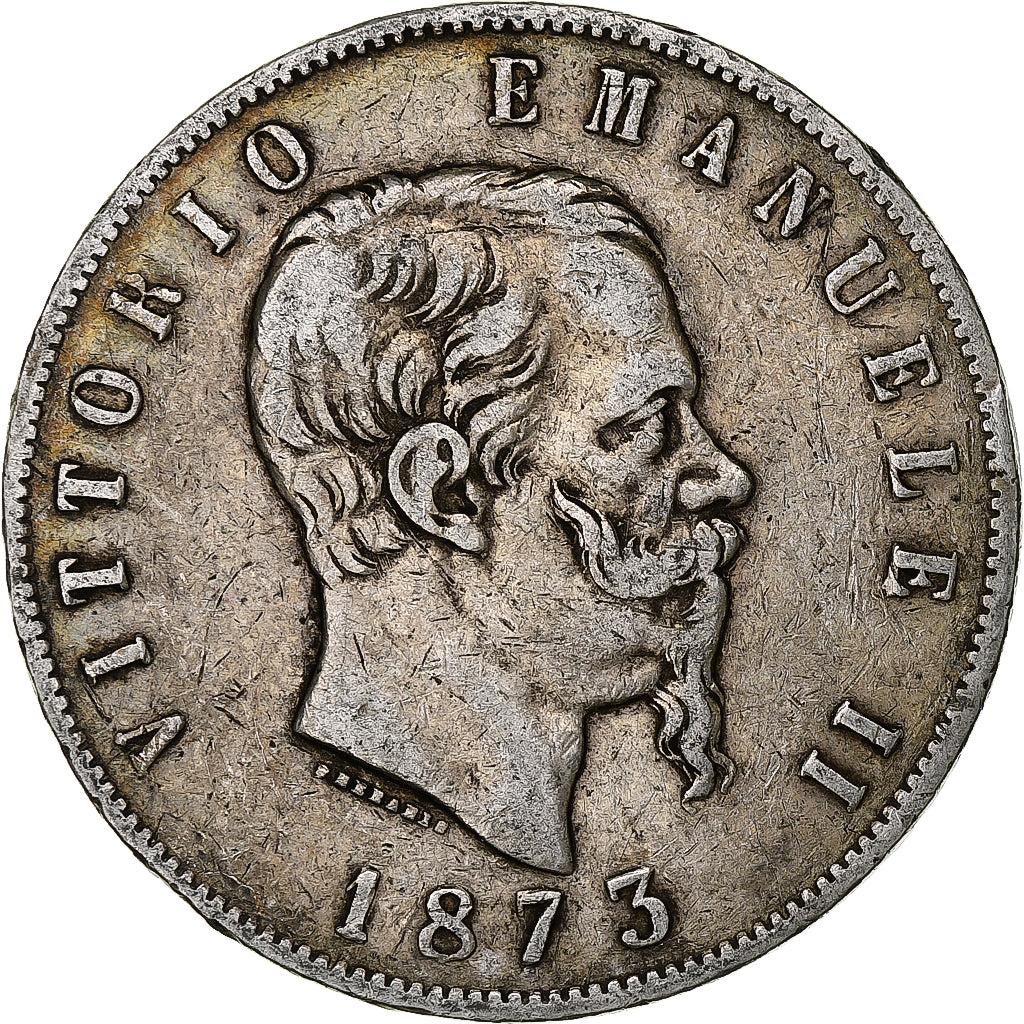 Italy, Vittorio Emanuele II, 5 Lire, 1873, Milan, Silver, VF(20-25), KM:8.3