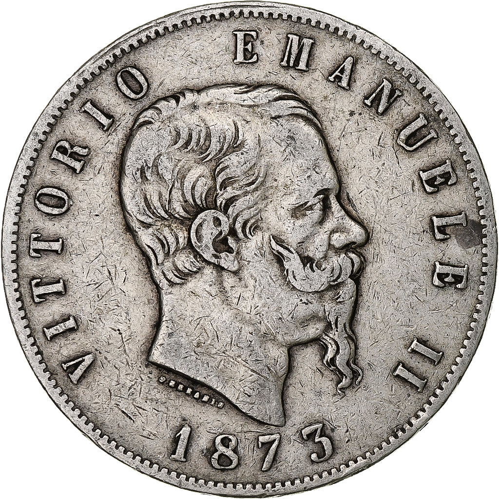 Italy, Vittorio Emanuele II, 5 Lire, 1873, Milan, Silver, VF(20-25), KM:8.3