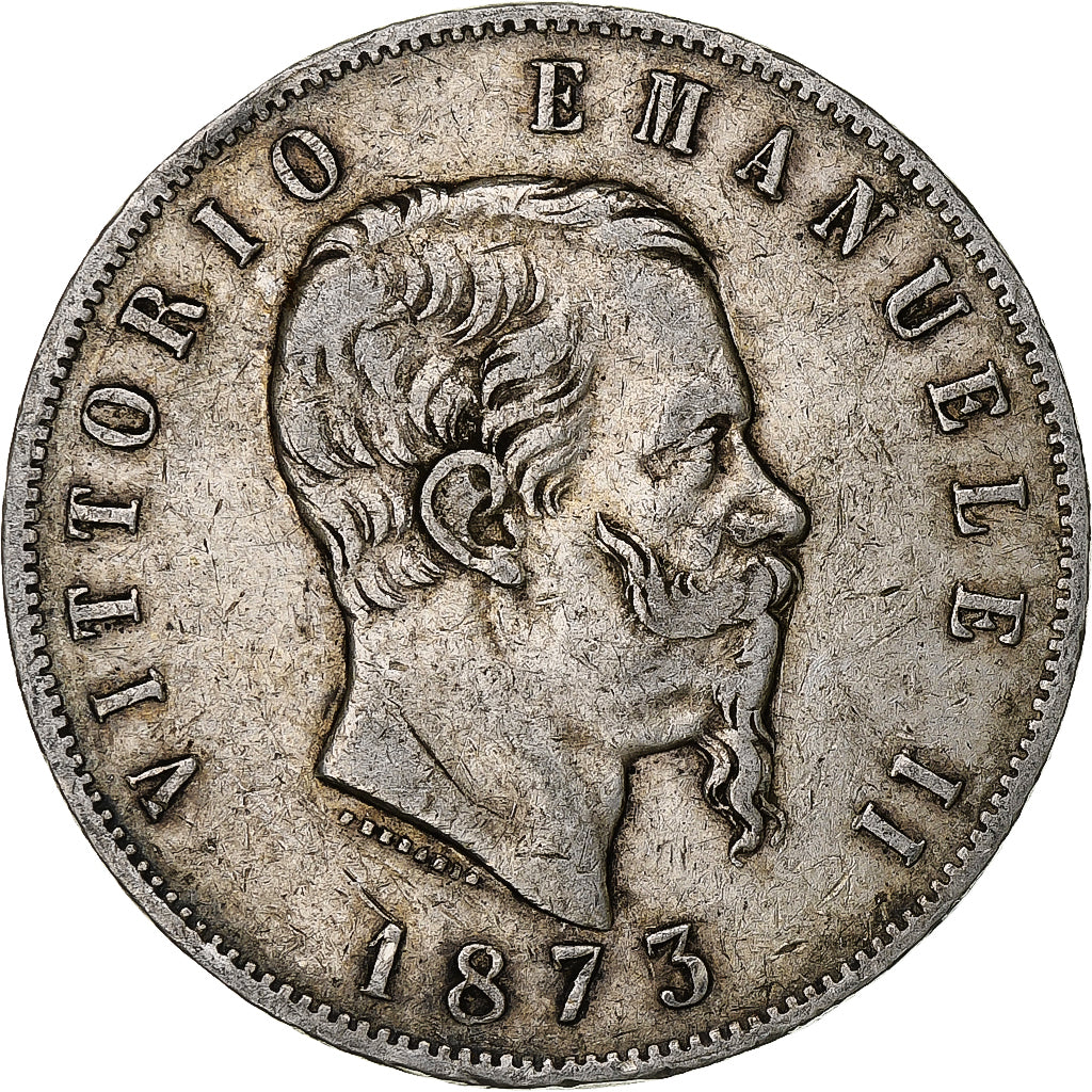 Italy, Vittorio Emanuele II, 5 Lire, 1873, Milan, Silver, VF(20-25), KM:8.3
