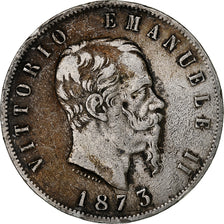 Italia, Vittorio Emanuele II, 5 Lire, 1873, Milan, Argento, MB, KM:8.3