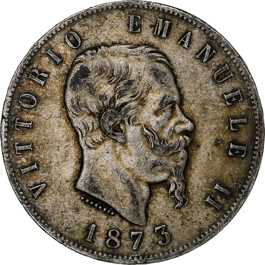 Italie, Vittorio Emanuele II, 5 Lire, 1873, Milan, Argent, TB, KM:8.3