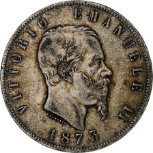 Italie, Vittorio Emanuele II, 5 Lire, 1873, Milan, Argent, TB, KM:8.3