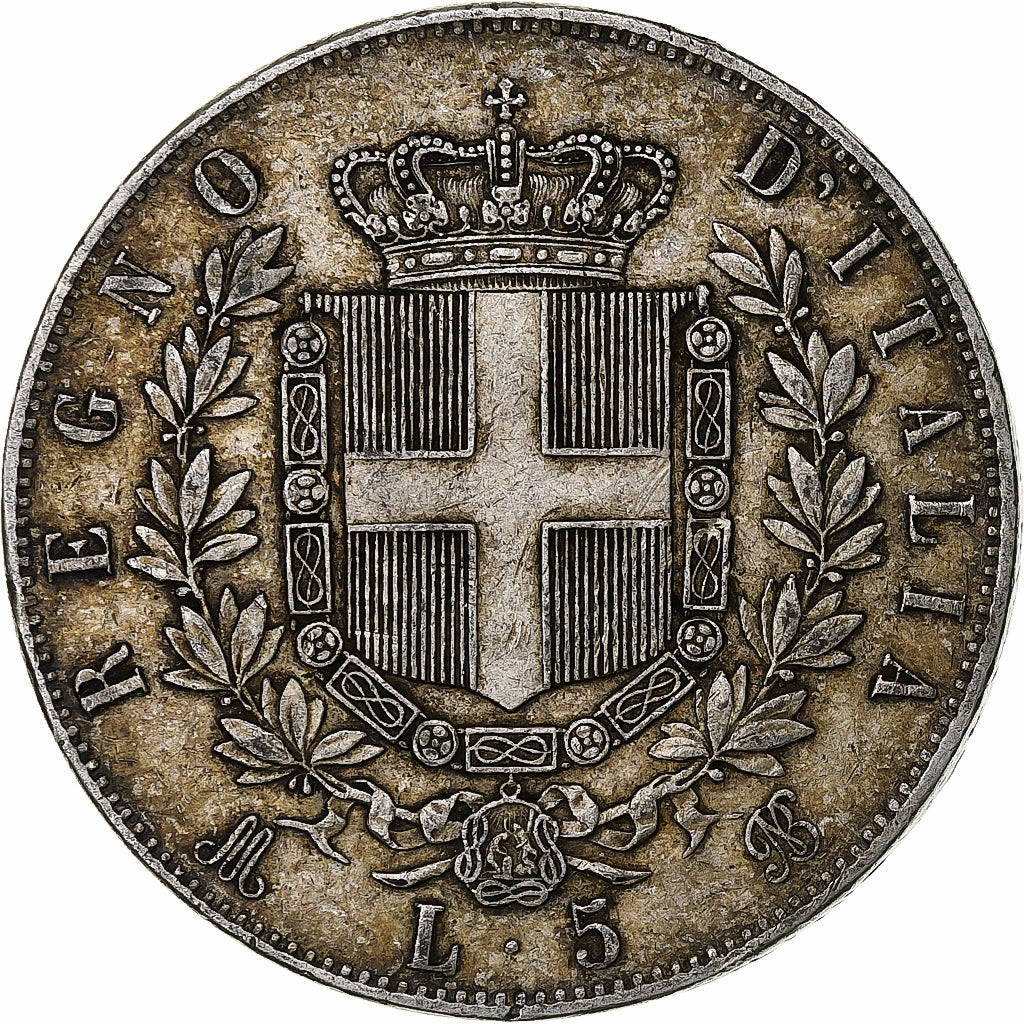 Italie, Vittorio Emanuele II, 5 Lire, 1873, Milan, Argent, TB, KM:8.3