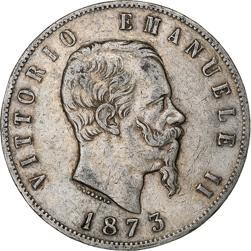Italy, Vittorio Emanuele II, 5 Lire, 1873, Milan, Silver, VF(30-35), KM:8.3