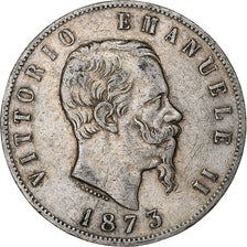 Italy, Vittorio Emanuele II, 5 Lire, 1873, Milan, Silver, VF(30-35), KM:8.3