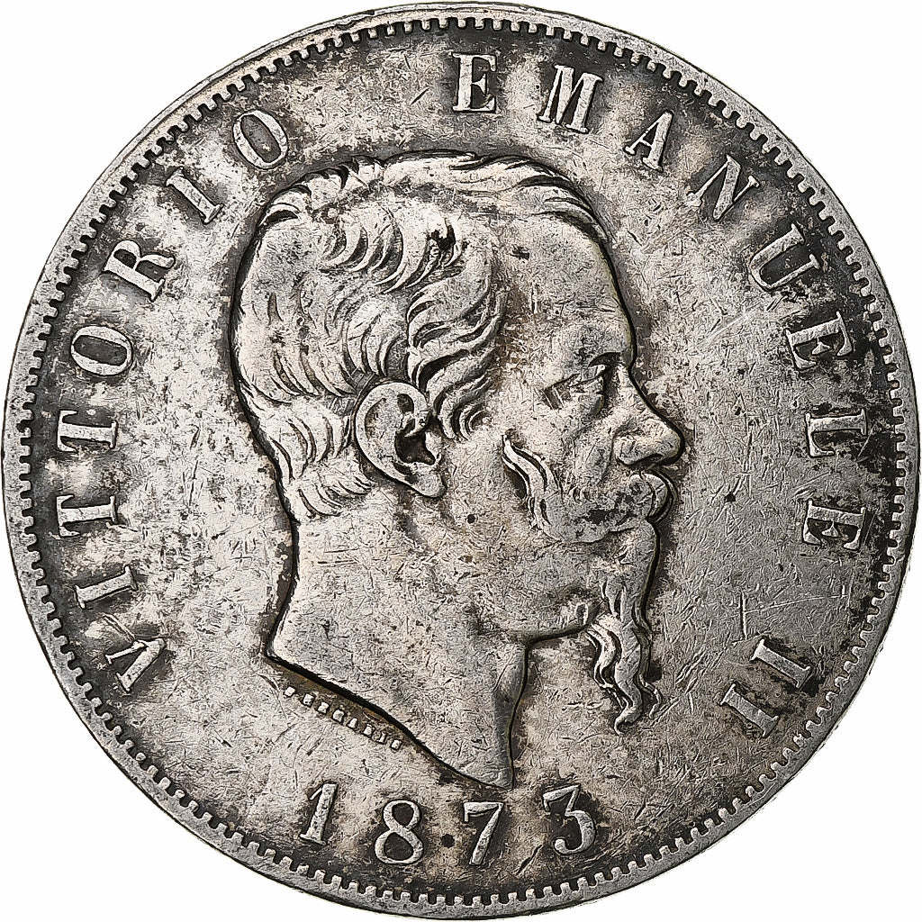 Italie, Vittorio Emanuele II, 5 Lire, 1873, Milan, Argent, TB+, KM:8.3