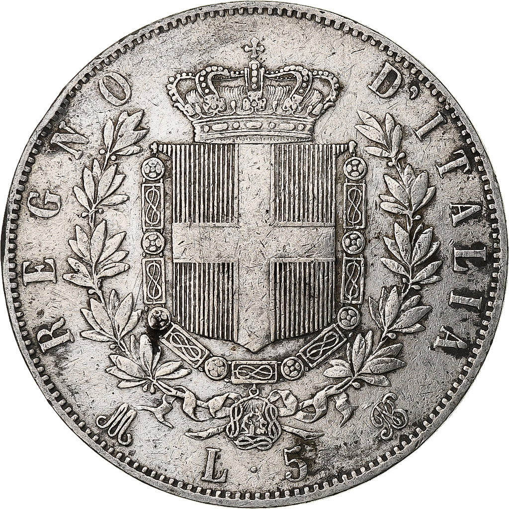 Italie, Vittorio Emanuele II, 5 Lire, 1873, Milan, Argent, TB+, KM:8.3