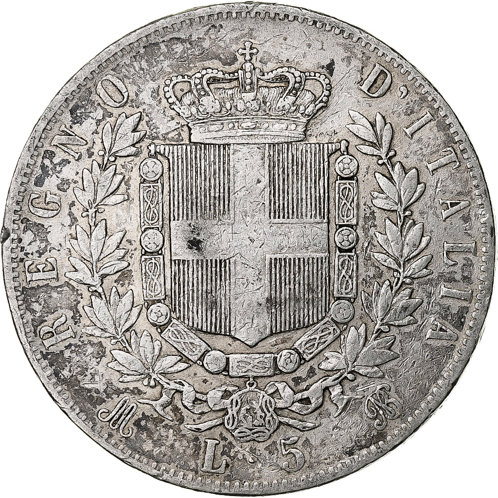 Italia, Vittorio Emanuele II, 5 Lire, 1874, Milan, Argento, MB, KM:8.3