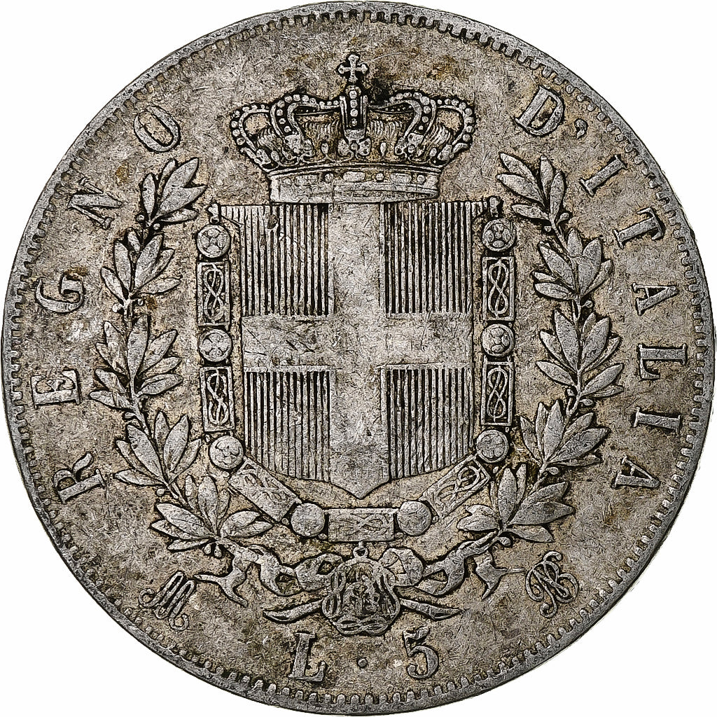 Italie, Vittorio Emanuele II, 5 Lire, 1874, Milan, Argent, TB, KM:8.3