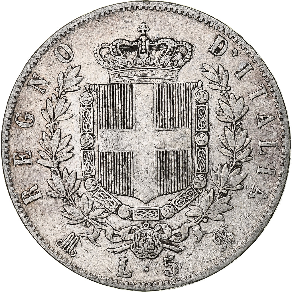 Italia, Vittorio Emanuele II, 5 Lire, 1874, Milan, Argento, MB, KM:8.3