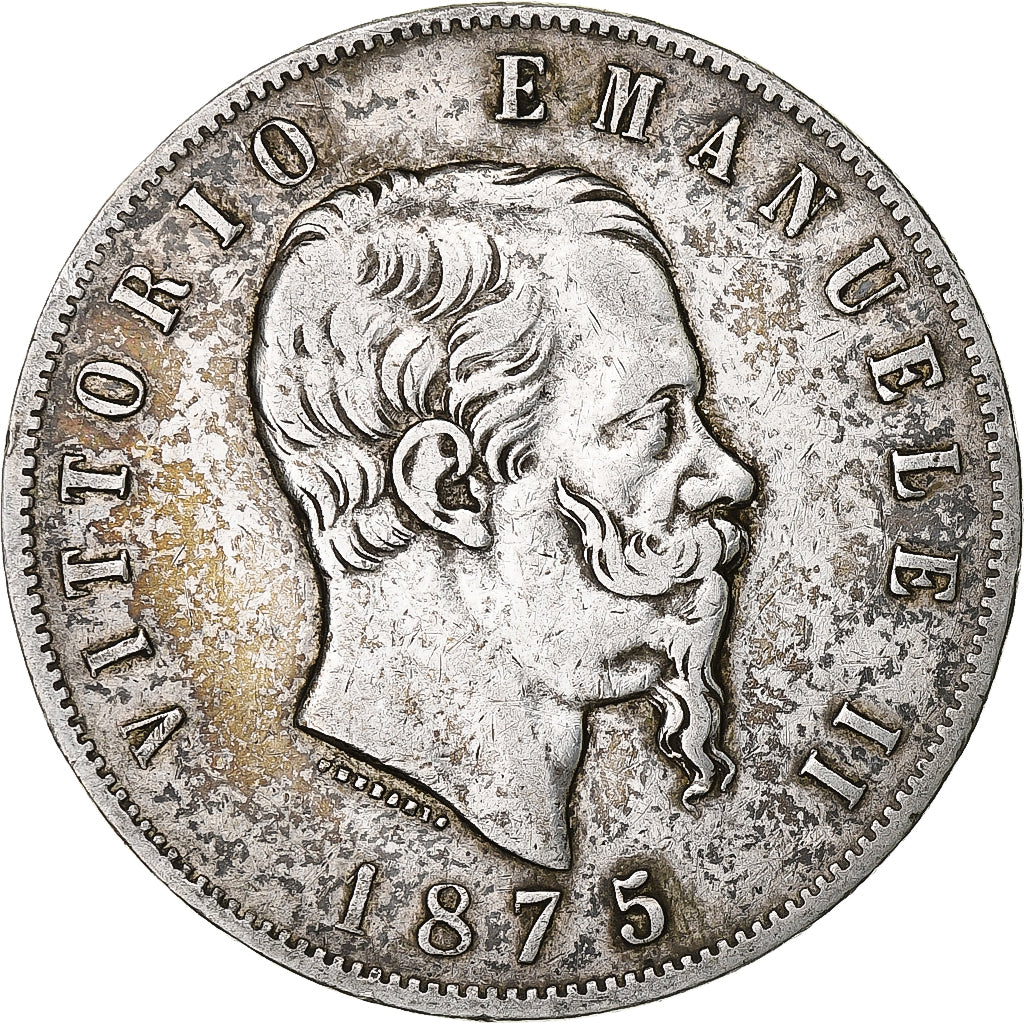Italy, Vittorio Emanuele II, 5 Lire, 1875, Milan, Silver, VF(20-25), KM:8.3
