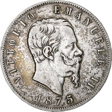 Italy, Vittorio Emanuele II, 5 Lire, 1875, Milan, Silver, VF(20-25), KM:8.3