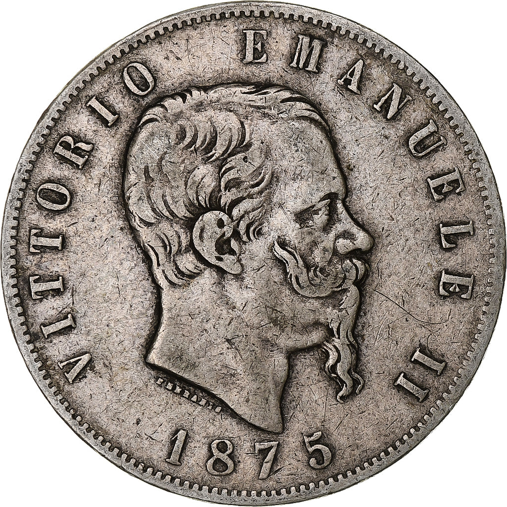 Italy, Vittorio Emanuele II, 5 Lire, 1875, Milan, Silver, VF(20-25), KM:8.3