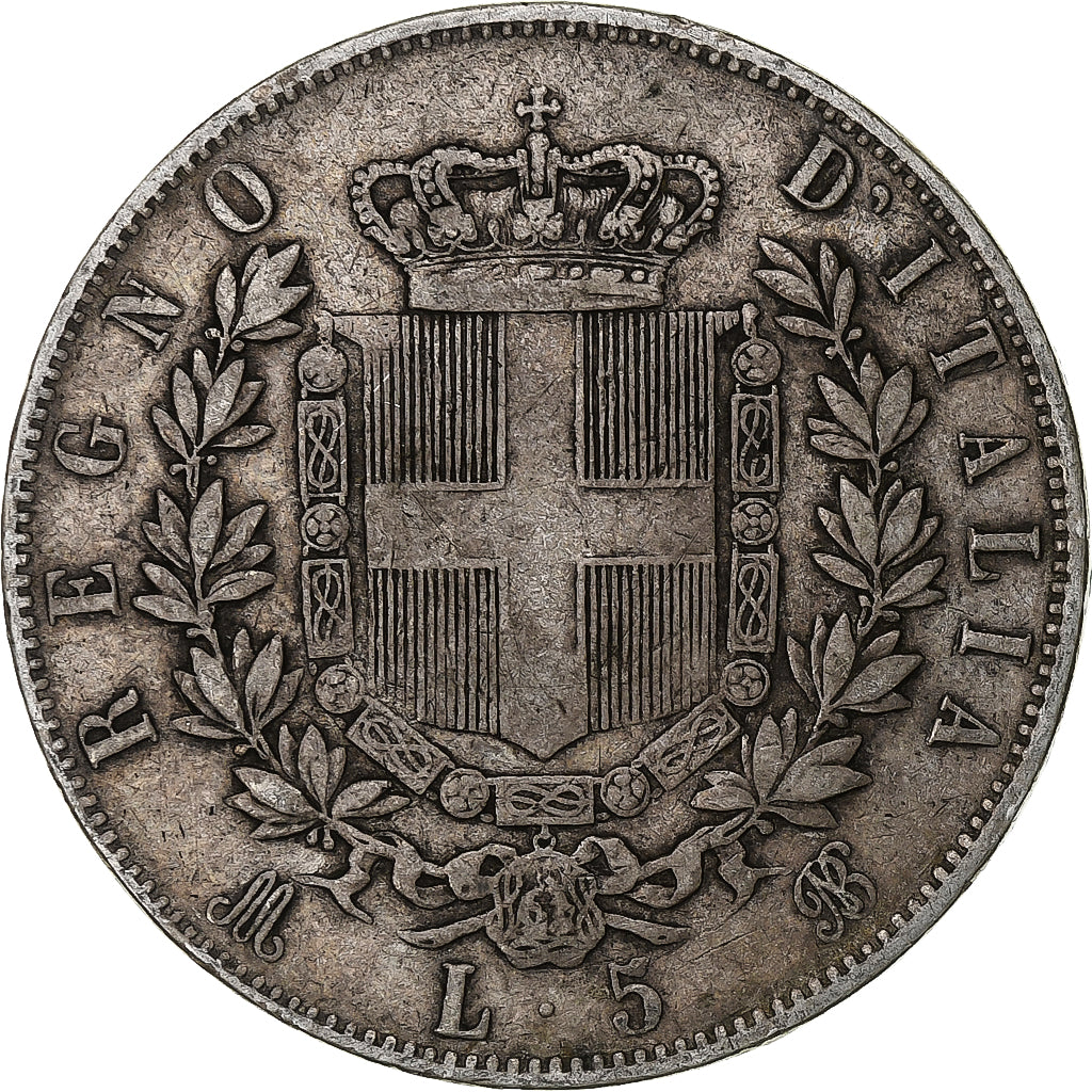 Italy, Vittorio Emanuele II, 5 Lire, 1875, Milan, Silver, VF(20-25), KM:8.3