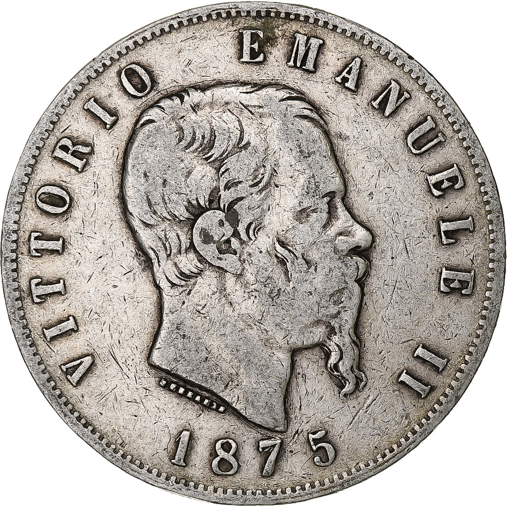 Italy, Vittorio Emanuele II, 5 Lire, 1875, Milan, Silver, VF(20-25), KM:8.3