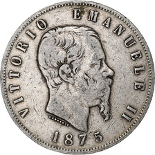 Italy, Vittorio Emanuele II, 5 Lire, 1875, Milan, Silver, VF(20-25), KM:8.3