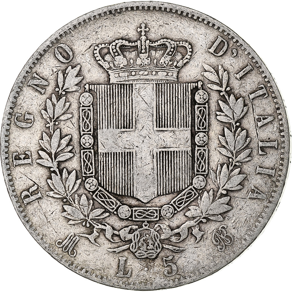 Italy, Vittorio Emanuele II, 5 Lire, 1875, Milan, Silver, VF(20-25), KM:8.3
