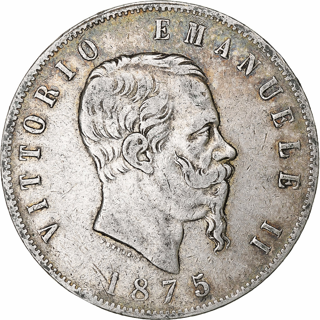 Italia, Vittorio Emanuele II, 5 Lire, 1875, Milan, Argento, MB, KM:8.3