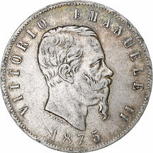 Italia, Vittorio Emanuele II, 5 Lire, 1875, Milan, Argento, MB, KM:8.3
