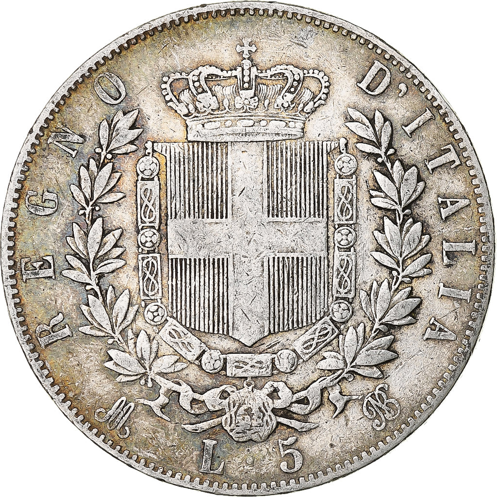 Italia, Vittorio Emanuele II, 5 Lire, 1875, Milan, Argento, MB, KM:8.3